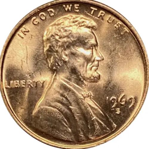 1969 s cent close up brilliant uncirculated bu cent coin penny vintage