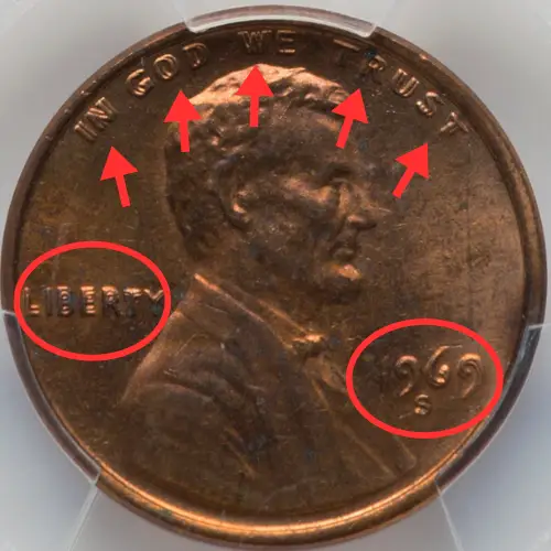 1969 s doubled die ddo error variety cent close up brilliant uncirculated bu cent coin penny vintage