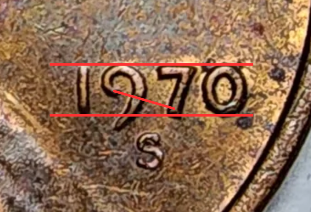 1970 s small date cent obverse close up with annotation