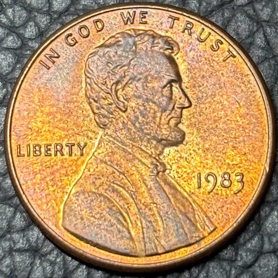 1983 penny lincoln cent close up square cropped