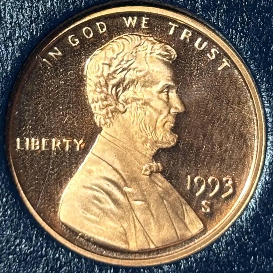 1993 s proof coin up close close up coin image s mint mark