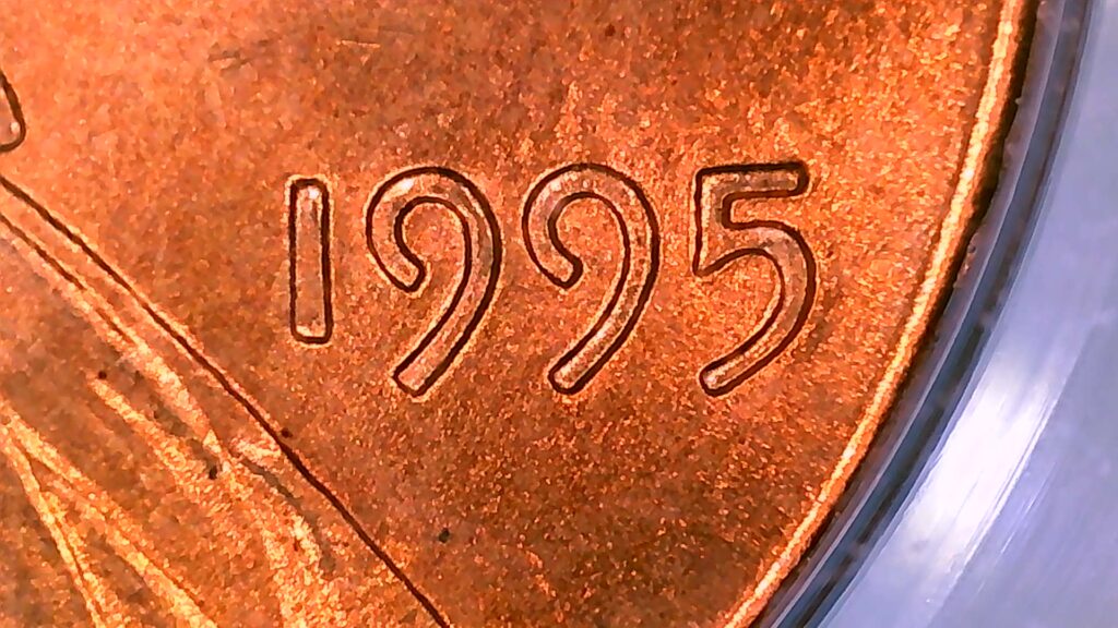 1995 doubled die cent date close up error cent coin date
