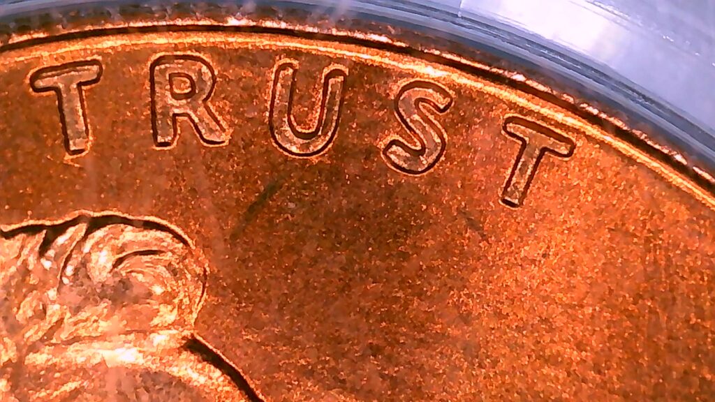 1995 doubled die trust close up view error cent coin