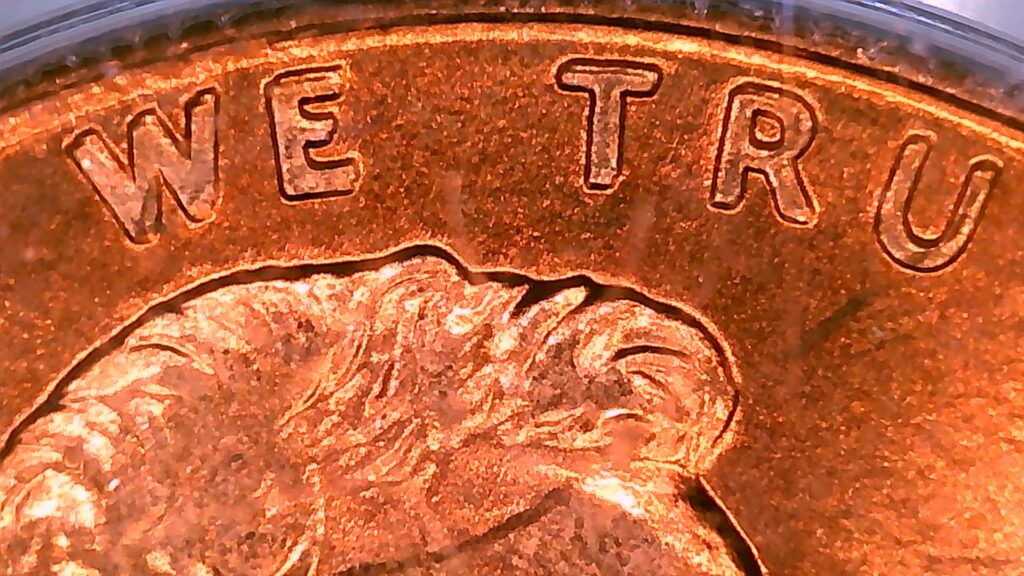1995 doubled die we trust close up cent error coin